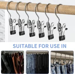 Thijox - 20 Stuks Wasknijpers Roestvrij Staal Antislip 360 Graden Draaibaar Hangers voor Laarzen, Broeken, Schoenen en Handdoeken - Zwart — thumbnail 5