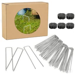 50 U-vormige gegalvaniseerde grondpinnen, 15 cm, tuinankers, stevige ankers, roestvrij, Geschikt voor onkruidbestrijding, gazons, tenten en kamperen. — thumbnail 1