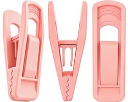 Set van 20 fluwelen kleerhangers, vingerbroekclips voor fluweelvlokken, kledingspelden (roze (kunststof))