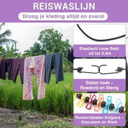 SnelShoppen - Draagbare Waszak Lavendel - Compact en Lichtgewicht Reiswasoplossing voor Kamperen, Backpacken en Onderweg - Ideaal voor Schone Kleding — thumbnail 4