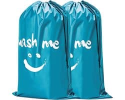 Opbergzak voor Vuile Wasgoed - 2 Stuks - 70 x 45 cm - Opvouwbare Reiswaszak - Met Trekkoord - Polyester - Praktische Opbergzak voor Vuile Wasgoed - Geschikt voor Reis, Slaapzalen en Thuis - Blauw