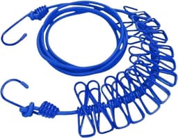 Waslijn met Clips - Drogere Lijn Uittrekbaar - Kleding Drogen Buiten - Weerbestendig Ontwerp - 1.8 meter - Blauw — thumbnail 1