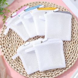 Klein wasnet met ritssluiting, honingraatstructuur, 6 stuks, ideaal voor fijnwasgoed, ondergoed en sokken, 10 x 10 cm — thumbnail 3