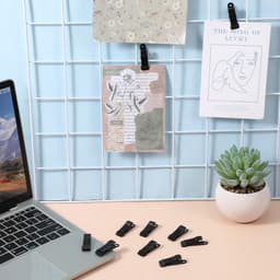Metalen klemmen, 12 stuks krokodillenklemmen, 1,3 cm, klein, antislip, gordijnklem, brede veerklemmen, zwart, mini-wasknijpers voor foto's, gordijnen, kleding, snacks, knutselwerk — thumbnail 5