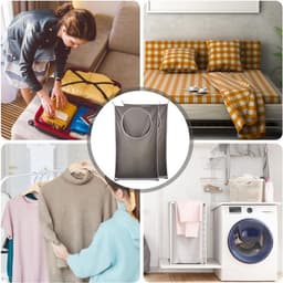Opknoping Wasserij Bag Set van 2 Stuks - Opvouwbare Waszak Deur Opknoping - Wasmand met Roestvrij Stalen Haak & Zuignap - Opknoping Waszakken - Gebruik in Deuren, Muren, Reizen — thumbnail 3