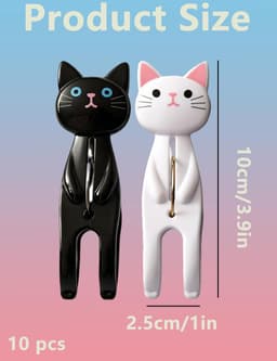 Solidchoice - Set van 10 Grote Wasknijpers met Schattig Kattenontwerp — thumbnail 4