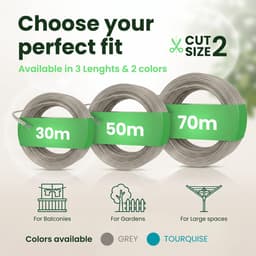 Dailygoods- Waslijn 50m Extra Sterk - Waslijn Uittrekbaar - Waslijn met Stalen Kern - Vervangingslijn voor Droogmolen - Duurzaam - Efficiënt Ophangen - Waslijn Touw — thumbnail 5