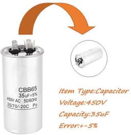 Dailygoods - CBB65A Condensator - Startcondensator - Waterdicht en betrouwbaar - Ronde vorm - 35UF capaciteit - Ideaal voor airconditioning en industr... — thumbnail 2