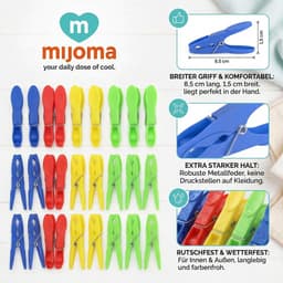 Dailygoods- Wasknijpers Set van 32 - Kunststof - Antislip Klemmen - Brede Greep - Weerbestendig - Geschikt voor Binnen/Buiten - Wasknijper — thumbnail 2