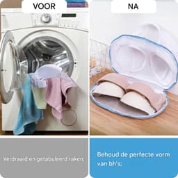 Wäschenetz Set - BH Netzen voor Wasmachine - 4 Stuks 28x18 cm - Rits en Honeycomb Design - Voor Ondergoed en Reizen - Wit met Blauwe Rand — thumbnail 2