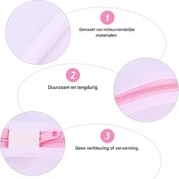 Wassenet Set - Wäschenetz voor Wasmachine - 3 Stuks 30x40cm - Beschermend Net met Rits - Voor BH Schoenen en Babykleding - Wit — thumbnail 5