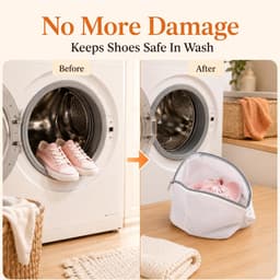 Schoenwaszakken voor het wassen van schoenen, 42 x 24 x 24 cm, netstof, ritssluiting, wasmachinebestendig — thumbnail 2