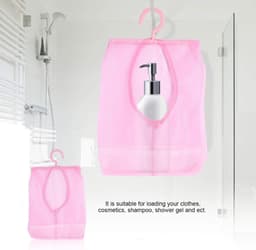 Wasknijperzak met Hanger, Multifunctionele Hangende Netzakhanger Sokken Ondergoedopslag voor Badkamer Kledingkast Wasserij Waslijn Buiten(Roze) — thumbnail 2