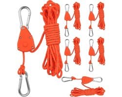 SnelShoppen - Set van 6 Spanningstouwen met Haken, 4 mm x 4 m, Reflecterende Touwtjes met Kabelspanner, Verstelbare Touwtjes voor Kamperen, Tenten, Pl