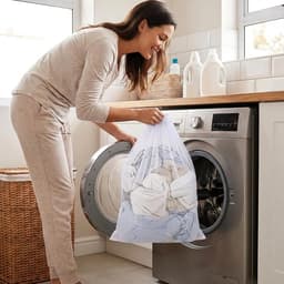 SnelShoppen - Waszakken 2-Piece, 70x90 cm Grote Wasnetten voor Wasmachine met Trekkoord, Fijnmazige Waszak voor Beddengoed, Knuffels en Opslag, Wit — thumbnail 2