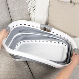 Opvouwbare heupknuffelwasmand, 37 liter, grijs — thumbnail 5