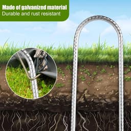 Set van 6 Grondankers van 30 cm van Gegalvaniseerd Staal voor Trampolines, Tenten en Campingaccessoires, Stevige U-Vormige Haringen voor Beveiliging en Stabiliteit — thumbnail 5