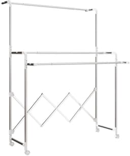 COVREO Droogtoren 150x103x197 cm zilver, staal met 3 verstelbare stangen — thumbnail 3