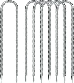 SnelShoppen - 6 Stuks Grondankers, Grondankers 30 cm Lang, U-Haak, Tent Pegs, Trampoline Haken voor Bevestigen van Tuinhekken, Camping, Tuin, Winderig — thumbnail 1