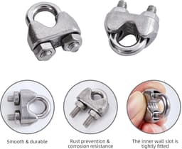 SnelShoppen - 12pcs Kabelclips 5mm RVS Draadklem U-Bolt Kabelbeugel Stalen Kabelclip Touwbeugel voor Waslijn Tent Staal Draad Bevestiging — thumbnail 4