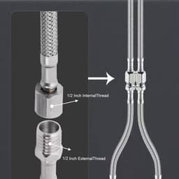 SnelShoppen - 4 Stuks Flexibele Slang 3/8, 304 RVS Water Slang met Bescherming, Ideaal voor Kraan, Wasmachine, Douchekop, Toilet (20cm/10cm) — thumbnail 3