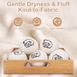 SnelShoppen - 8 Stuks Droogballen 8cm - 100% Natuurlijke Wol - Chemisch Vrij - Vermindert Kreukels en Droogtijd - Herbruikbaar en Ecologisch — thumbnail 2