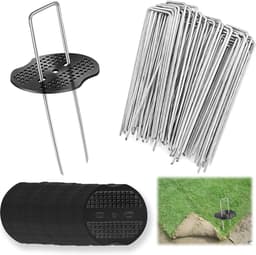 SnelShoppen - Grondankers Grondanker Set van 50 + 50 Wasers, Stalen Haringen voor Bevestiging van Onkruidvlies, Worteldoek voor Tuin en Buiten — thumbnail 1