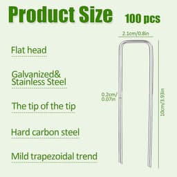 SnelShoppen - Ground Anchors Set van 100 - U-vormige Grondankers van Gegalvaniseerd Staal - Professionele Tuinnaalden voor Tuin, Camping en Bouw - Hea — thumbnail 3