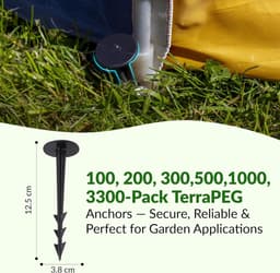 SnelShoppen - 100 Stuks TerraPeg Grondankers voor Tuinfleece - UV-bestendig Zwart Plastic - Ideaal voor Onkruidbestrijding en Mollen Net - Sterk en Du — thumbnail 5