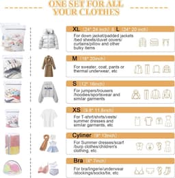 SnelShoppen - Grote Waszakken Set van 7 Stuks voor Wasmachine, Katoenen Wasnetten met Rits, Diverse Maten voor Ondergoed, Sokken, Babykleding en Meer — thumbnail 3