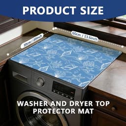SnelShoppen - Wasmachine Topper Blauw Marine Life 60x50 cm - Multifunctionele Waterdichte Wasdroger Mat - Universele Bovenlader Wasdroger Mat voor Aan — thumbnail 4
