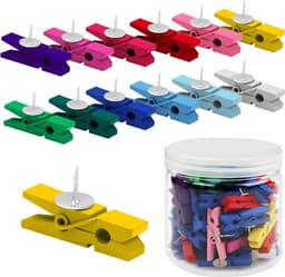 - Houten Pin Knijpers - Multigekleurd - Hobby - Decoratief - Papier Foto Muur - Geschikt voor Drukpin - Kleurrijk Model — thumbnail 1