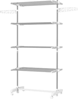 Droogtoren 142 x 55 x 172 cm - inklapbaar, met wielen, zijvleugels en vergrendelfunctie, wit — thumbnail 4