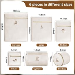 Waszakjes met rits-wastas-Set van 6, geschikt voor delicate kledingstukken met ritssluiting - Ondergoedzak voor het wassen van gevoelige items - Waszak van mesh - Geschikt voor jeans, overhemden, panty's en bh's - Beige — thumbnail 5