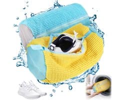 Waszak voor Schoenen, Geschikt voor Wasmachine - Ideaal voor Sportschoenen, Tennisschoenen en Meer - Verkrijgbaar in Gele en Blauwe Kleurcombinaties