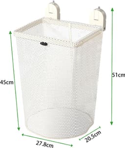 Wassorteerder - heupwasmand - opbouwbare opbergmanden - Badkameropbergmanden - Opbergmanden van gaas - Wasmanden van gaas - opbergmanden badkamer - Hangende opbergmanden - 27.8x20.5x45cm - Geschikt voor badkamers slaapkamers en appartementen — thumbnail 4