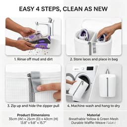 Waszak voor Schoenen, Herbruikbare Waszak met Rits voor Sneakers en Trainers, 360° Reiniging, Bescherming voor Wasmachine en Schoenen, Waterdoorlatend en Antideformatie — thumbnail 2