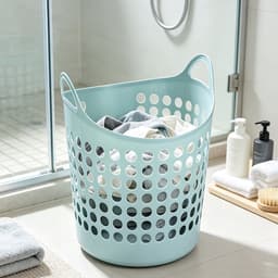 Wasmand - Opbergmand - Geperforeerde opbergmand - Opvouwbare wasmand - Plastic wasmand - Kledingopbergmand - Geschikt voor het opbergen van vuile was - Wasmand met handvat - 40x30.5x40cm - Geschikt voor badkamers en slaapkamers — thumbnail 5
