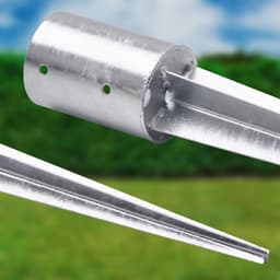 Grondanker Hout - Paalhouder Bodemanker - Schutting Plaatsen - Verzinkt Staal - 101mm x 750mm - Zilver — thumbnail 4