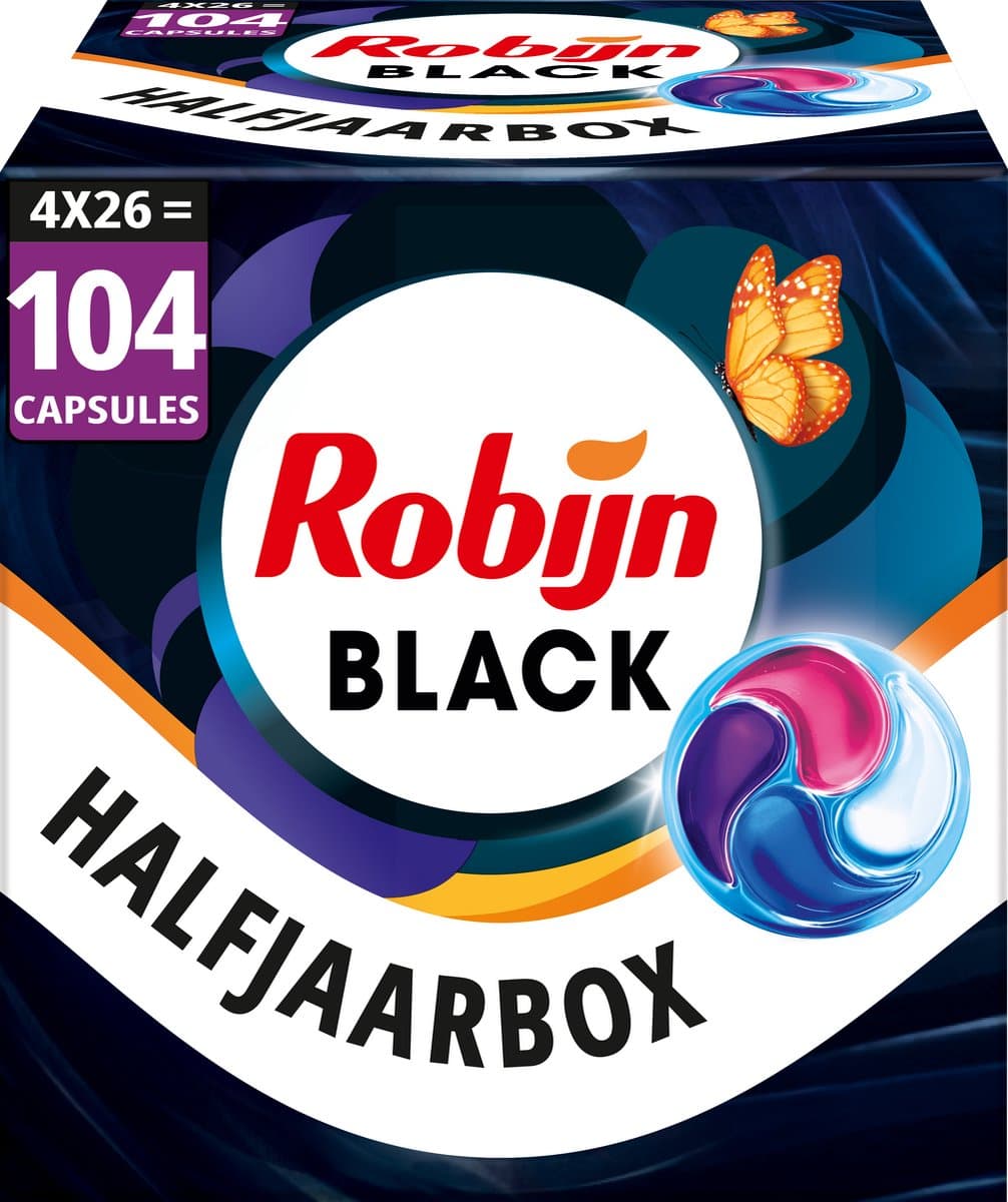 Robijn Wasmiddel - 4-in-1 Wascapsules - Black Velvet - 4 x 26 stuks - 104 Wasbeurten - Voordeelverpakking — afbeelding 1