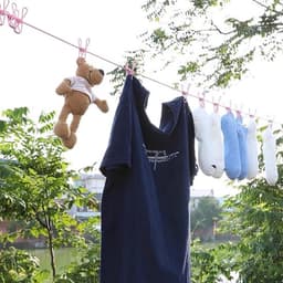 Draagbare Waslijn - 1 stuk, reisbare, verstelbare, uitrekbare winddichte waslijn met 12 draadclips en antislip gesp voor kamperen en wassen/drogen - blauw — thumbnail 4