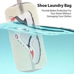 Set van 2 Schoenwaszakken - Wasmachine - 39 x 19 cm - Schoenentas - Waszak met Rits - Herbruikbare Schoenen - Waszak voor Schoenpoetsen - 2 Stuks - Wit — thumbnail 3