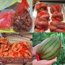 Herbruikbare Netzakken - Productzakjes Gaas - Fruit Groenten Opslag - Ademend Ontwerp - 100 Stuks - Rood — thumbnail 2