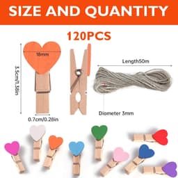 Houten Kledinghangers - Mini Knijpers - Foto's Ophangen - Natuurlijk Hout - 3.5 cm - Houtkleur — thumbnail 2