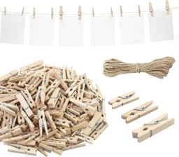 Mini Houten Knijpers - Decoratieve Clips - Foto's Ophangen - Natuurlijk Hout - 165 Stuks - Houtkleur — thumbnail 1