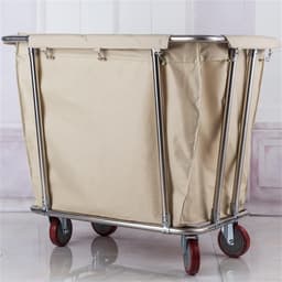 Wasmand met wielen - Linnenkar Rolbaar - Kleding Sorteren - Afneembare tas - 400L - Beige — thumbnail 3