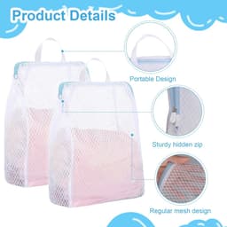Dailygoods - 2 stuks wasnetten groot (wit) - Herbruikbare wasnetten met premium ritssluiting beschermen bh's, zijden blouses & delicatesse (50x60cm) — thumbnail 4