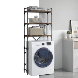 Wasmachine rek - Opbergrek - Wasmachine meubel - Opbouwmeubel - Toilet Rek - 67x25x163 cm - Hout - Gerookt Eiken — thumbnail 1