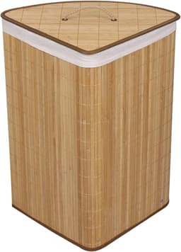 Wasbox Bamboe - Opvouwbare mand - Vuile was sorteren - Uitneembare zak - 57 Liter - Houtkleur — thumbnail 5