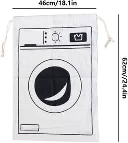 Dailygoods- Waszak Wasbaar - 2 Stuks - Canvas Waszakken - Grote Capaciteit - Trekkoord - 60 x 48 cm - Wasgoedzak — thumbnail 4